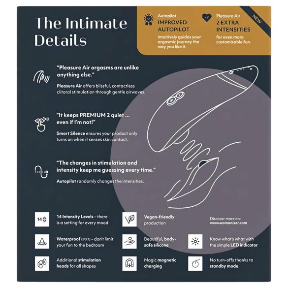 Γυναικείο Premium 2 - αεροκυματικό διεγερτικό κλειτορίδας (μαύρο)