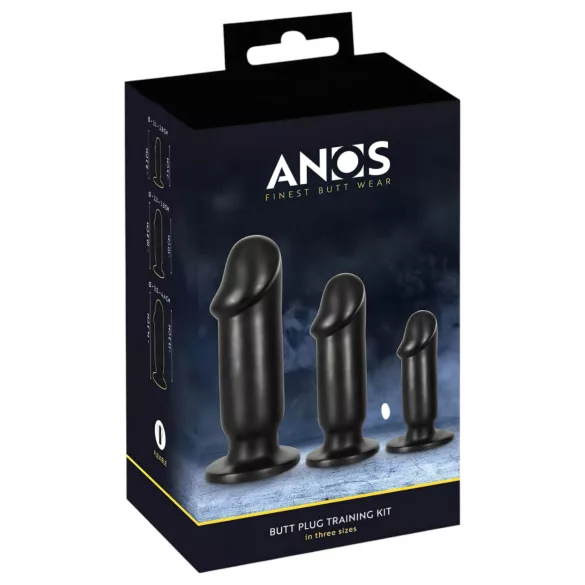 Anos - σετ πρωκτικών plug για εκπαίδευση - 3 τμχ - μαύρο
