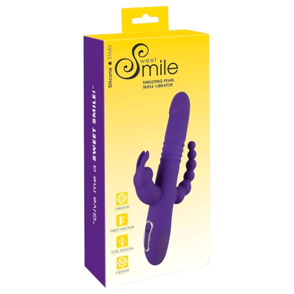 SMILE Triple - επαναφορτιζόμενος δονητής με τριπλό βραχίονα και περιστροφή (μοβ)