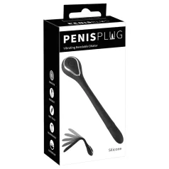   Penis Plug - διαστολέας πέους με δόνηση USB - 1cm - μαύρο