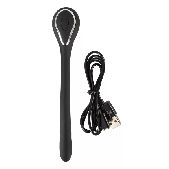 Penis Plug - διαστολέας πέους με δόνηση USB - 1cm - μαύρο