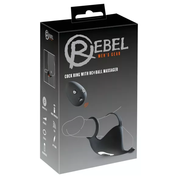 Rebel - δονητής πέους & όρχεων με δαχτυλίδι, επαναφορτιζόμενος - μαύρος