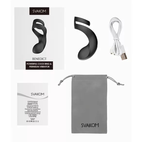 Svakom Benedict - δαχτυλίδι πέους με δόνηση για διέγερση περινέου - μαύρο