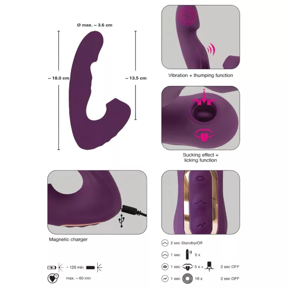 Javida - δονητής clitoris 4 σε 1 - lila - πολλαπλές λειτουργίες