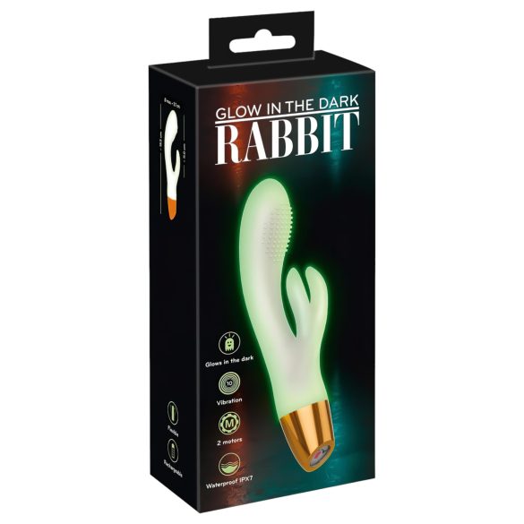 You2Toys Glow - Φώσφορος δονητής με κλειτοριδικό βραχίονα (λευκός)
