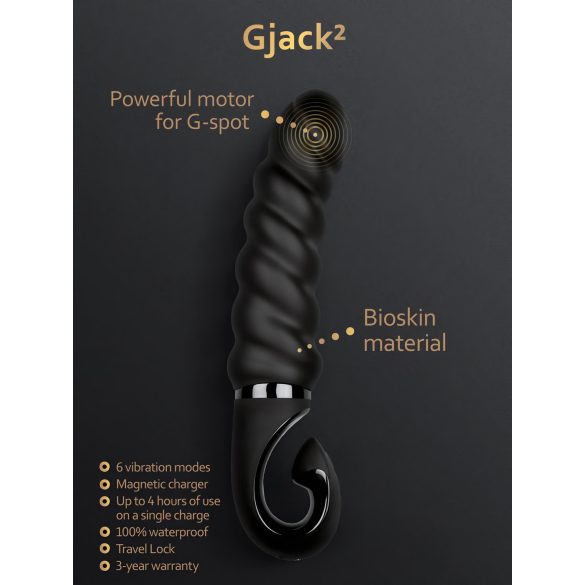 Gvibe G-jack 2 - επαναφορτιζόμενος αδιάβροχος δονητής σιλικόνης (μαύρο)