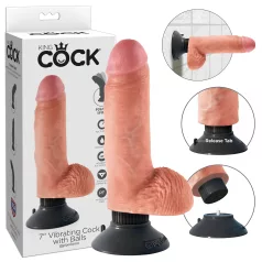  King Cock - δονητής με βεντούζα 18cm - φυσικό χρώμα