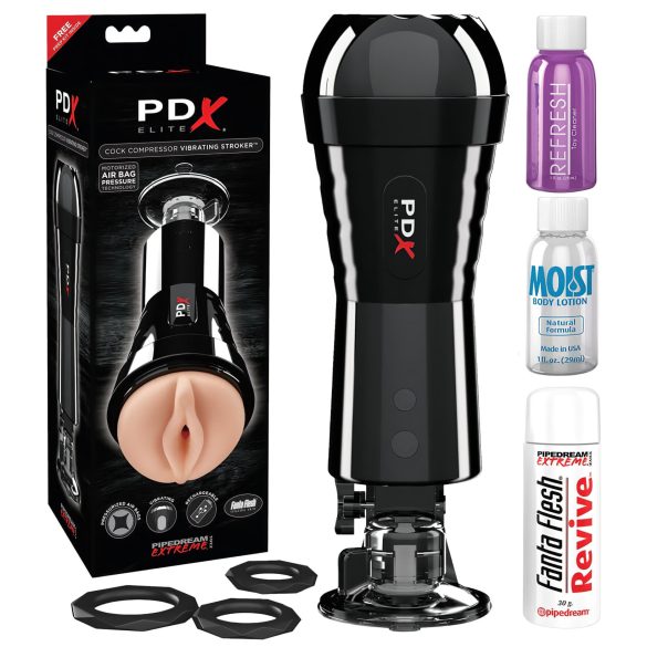PDX Cock Compressor - Αναρροφητικός, Δονητικός Μασάζ Οικειότητας (μαύρο)