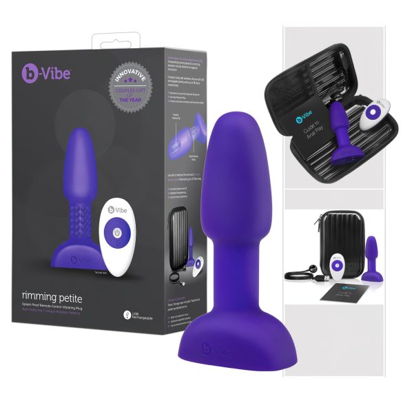 b-Vibe Rimming - Περιστροφικός πρωκτικός δονητής με χάντρες (μωβ)