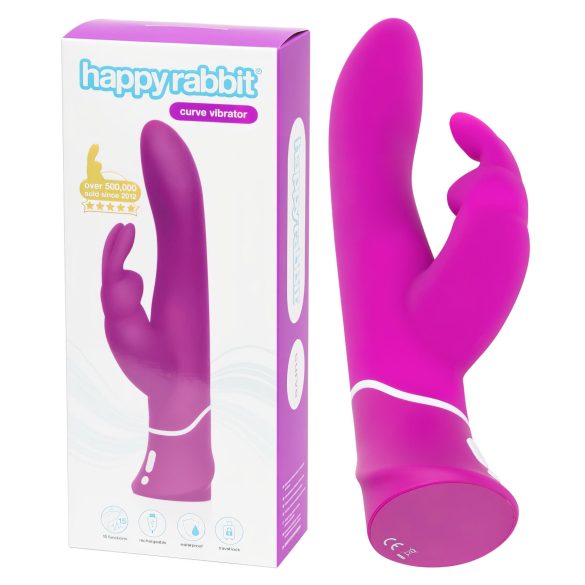 Happyrabbit Curve - αδιάβροχος δονητής με κλειτοριδικό βραχίονα (μοβ)