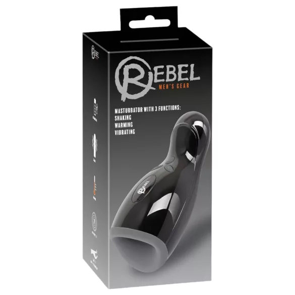 Rebel - ανδρικός masturbator με δόνηση & θέρμανση - μαύρο