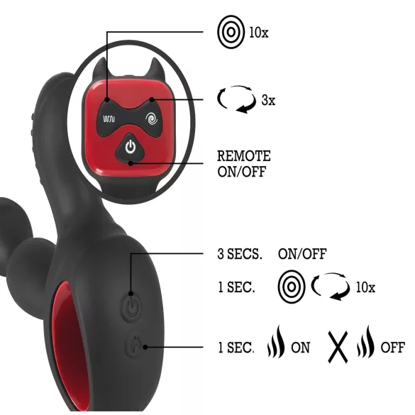 You2Toys - δονητής προστάτη με περιστροφή και θέρμανση - σιλικόνη μαύρο