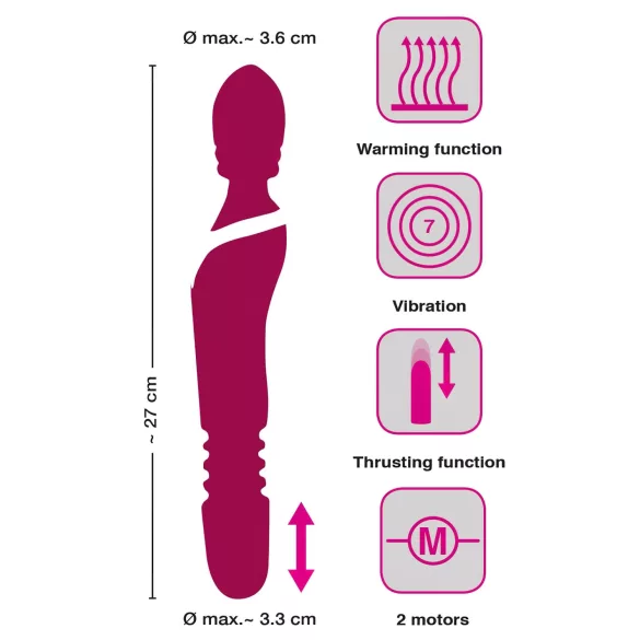 Javida - δονητής με ώθηση 3 σε 1 - μασάζ, δόνηση - κόκκινο