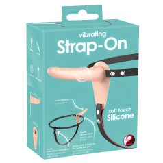   You2Toys - strap-on δονητής με ιμάντα - επαναφορτιζόμενος - φυσικό χρώμα