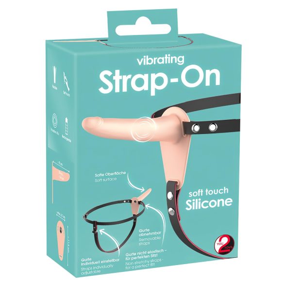 You2Toys - strap-on δονητής με ιμάντα - επαναφορτιζόμενος - φυσικό χρώμα