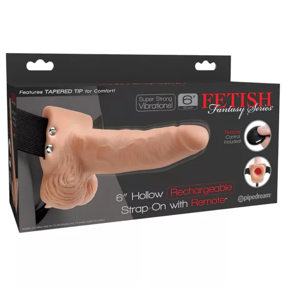 Pipedream - Fetish Strap-On 6 - ζώνη με δονητή, κοίλος (στο χρώμα του δέρματος)