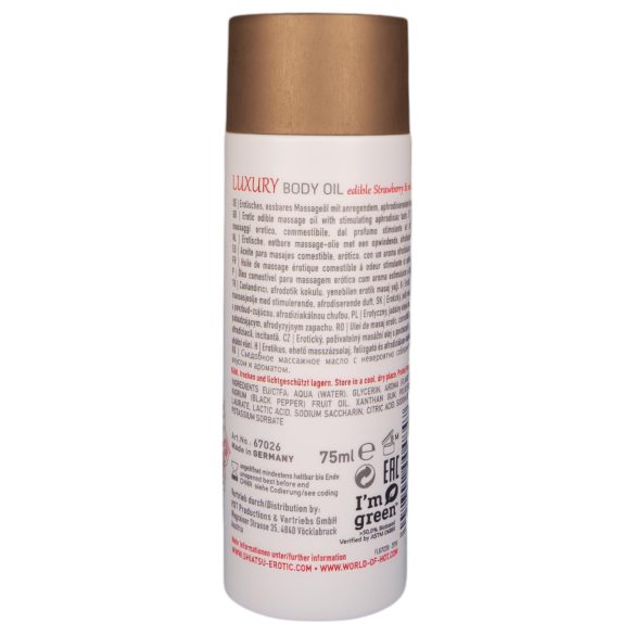 Shiatsu Luxury - βρώσιμο λάδι μασάζ - φράουλα & κόκκινο πιπέρι (75ml)