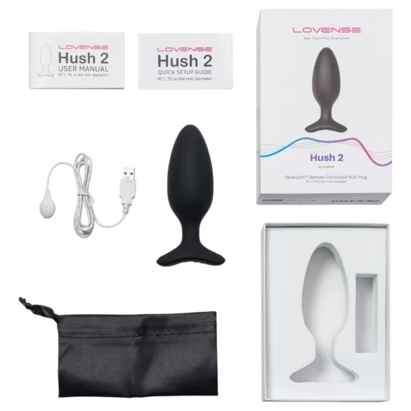Lovense Hush 2 M - δονητής πρωκτού με έλεγχο μέσω εφαρμογής (45 mm, μαύρο)