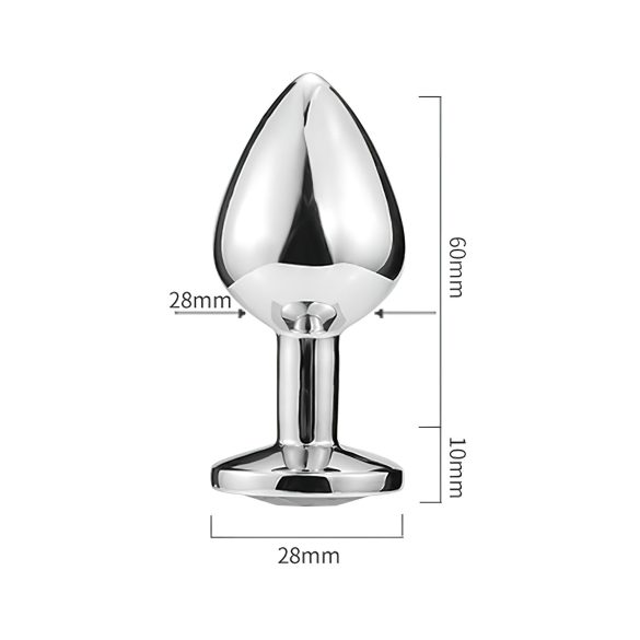 Sunfo - μεταλλικό πρωκτικό plug με καρδιά πέτρα - ασημί λευκό