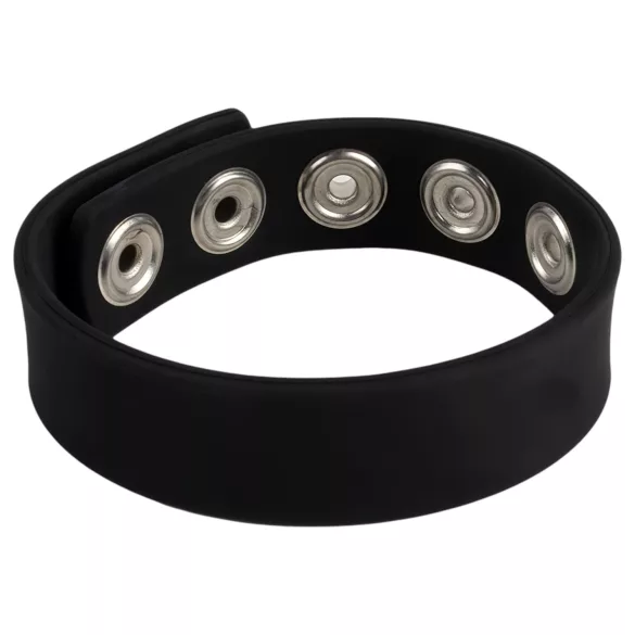 Pulselock Forge - ρυθμιζόμενο σιλικονούχο δαχτυλίδι πέους με κουμπωτό κλείσιμο (μαύρο) - 228 mm