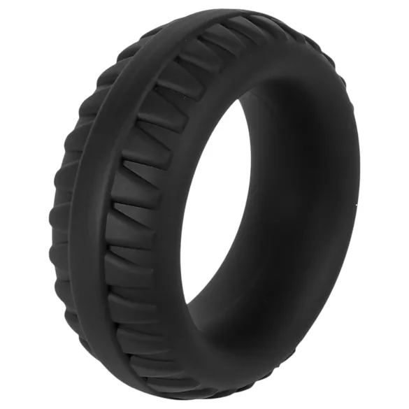 Pulselock Forge - δαχτυλίδι πέους από σιλικόνη με μοτίβο ζάντας (μαύρο) - 35mm