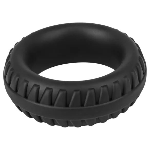 Pulselock Forge - δαχτυλίδι πέους από σιλικόνη με μοτίβο ζάντας (μαύρο) - 35mm