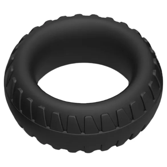 Pulselock Forge - δαχτυλίδι πέους από σιλικόνη με σχέδιο ελαστικού (μαύρο) - 30mm
