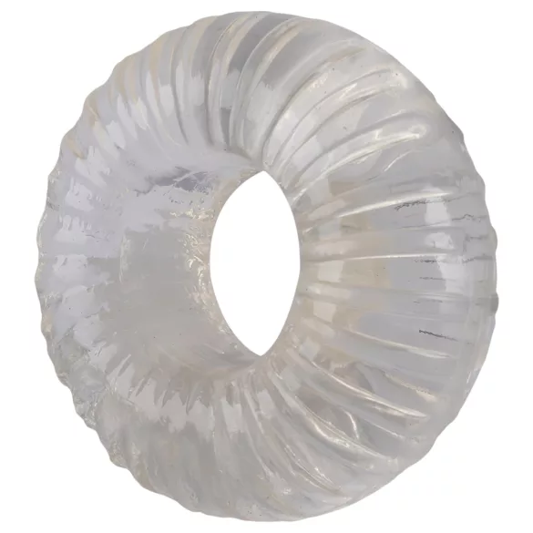 Pulselock Cocktura - δαχτυλίδι πέους από TPE με ραβδώσεις (διάφανο) - 19 mm