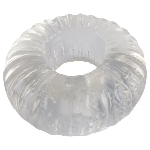 Pulselock Cocktura - δαχτυλίδι πέους από TPE με ραβδώσεις (διάφανο) - 19 mm