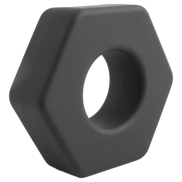 Pulselock Forge - δαχτυλίδι πέους σιλικόνης σε σχήμα παξιμαδιού (μαύρο) - 22mm