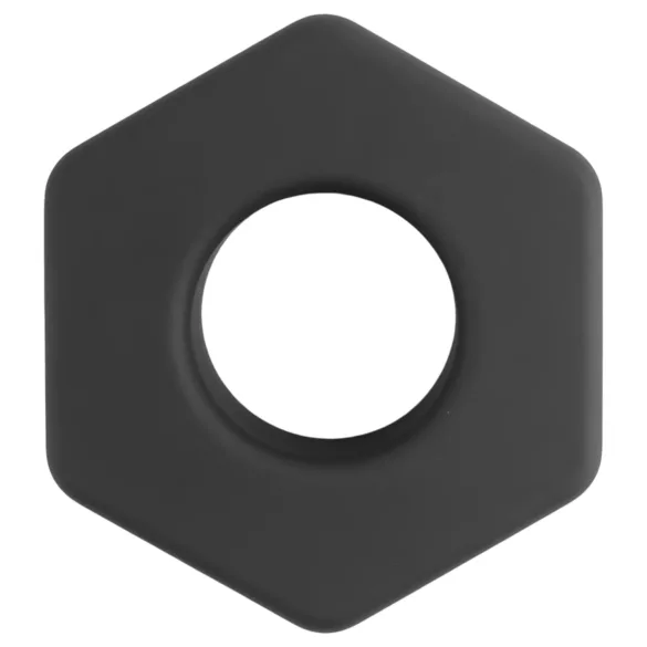 Pulselock Forge - δαχτυλίδι πέους σιλικόνης σε σχήμα παξιμαδιού (μαύρο) - 22mm