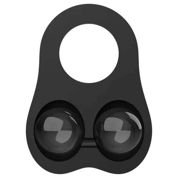Pulselock Taur - δαχτυλίδι πέους από σιλικόνη με βαρίδια σε μορφή μπάλας (μαύρο)