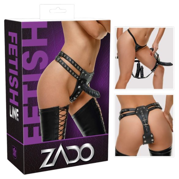 ZADO - Δερμάτινο εξωτερικό με 2 εσωτερικά ομοιώματα (μαύρο) - L/XL
