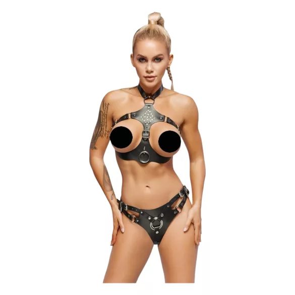 ZADO - σετ δέρματος με δέσιμο για αισθησιακά παιχνίδια (μαύρο)