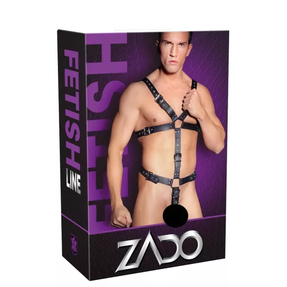ZADO - μαύρο δερμάτινο ανδρικό body-σαρ harness (S-L)