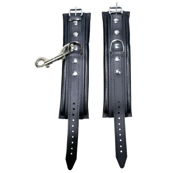 ZADO - δερμάτινες χειροπέδες με καραμπίνερ - μαύρο