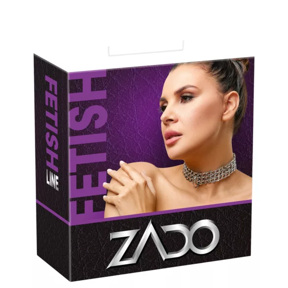 ZADO - δερμάτινο κολάρο με αλυσίδα για παιχνίδι bondage (μαύρο)