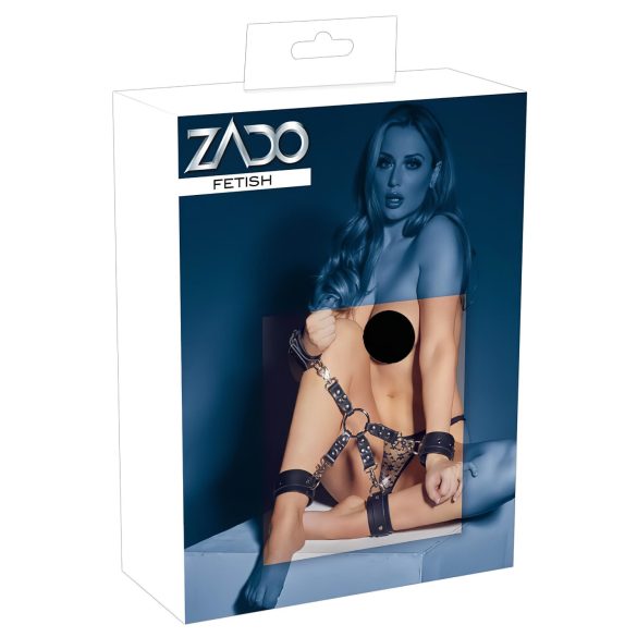 ZADO - Σετ δεσμών καρπών και αστραγάλων με σταυρωτή όψη (μαύρο)