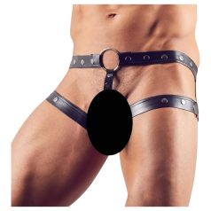   Svenjoyment - ανδρικό harness με δαχτυλίδι πέους - μαύρο M/L