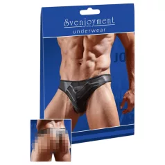   Svenjoyment - Γυαλιστερό ανδρικό τάνγκα με διάφανη ένθεση (μαύρο)