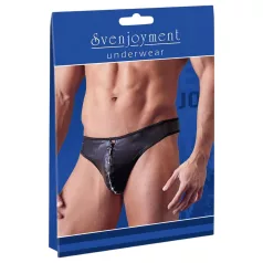   Svenjoyment - ανδρικό στρινγκ με στρας και φερμουάρ - μαύρο - λάμψη
