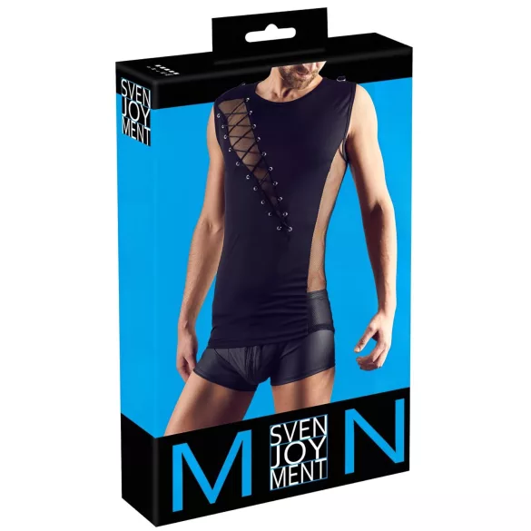 Svenjoyment - ανδρικό ασύμμετρο κορμάκι με κορδόνια (μαύρο) - XL