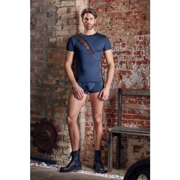 NEK - ανδρικό τοπ με δαντέλα και κορδόνια - μαύρο/μπλε