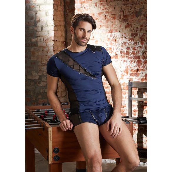 NEK - ανδρικό τοπ με δαντέλα και κορδόνια - μαύρο/μπλε