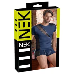   NEK - ανδρικό τοπ με δαντέλα και κορδόνια - μαύρο/μπλε - M