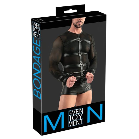 Svenjoyment - ανδρική μπλούζα με λουριά στο στήθος και μακρύ μανίκι (μαύρο)