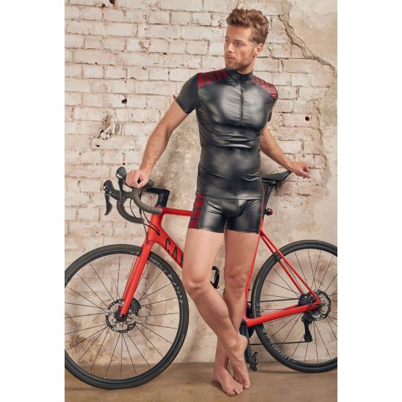 NEK - ανδρικό φούτερ με φερμουάρ - κόκκινες λεπτομέρειες - μαύρο - M