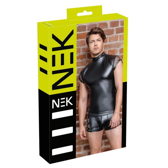 NEK - ανδρικό μπλουζάκι με δίχτυ και τρουκς (μαύρο) - L