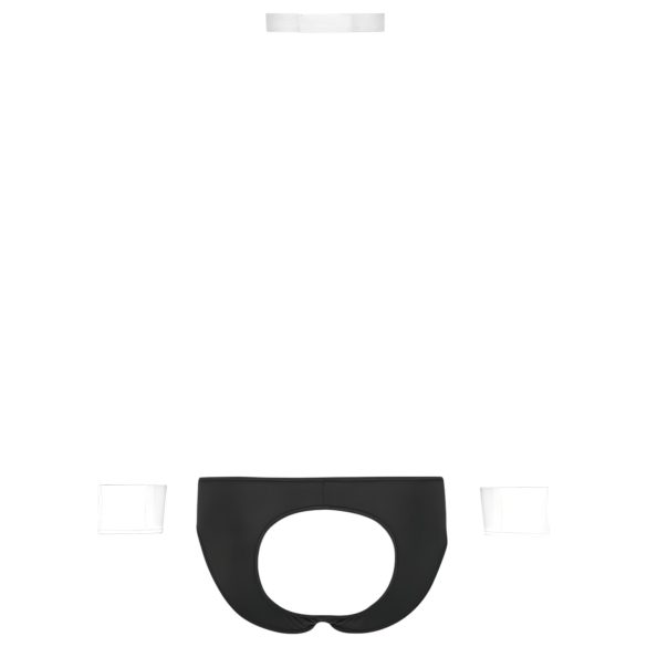 Svenjoyment - ανδρικό εσώρουχο tanga σετ σερβιτόρου - μαύρο λευκό - L