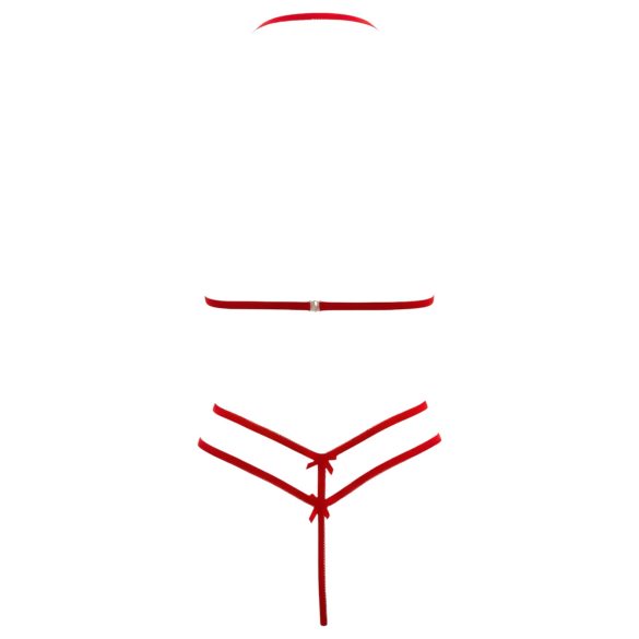 Cottelli - σετ εσώρουχα με ανοιχτό σουτιέν δαντέλα - κόκκινο - M